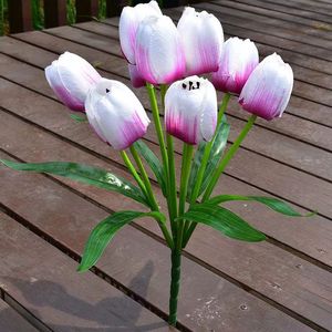 Bouquet de 9 tulipes artificielles en soie gaufrée pour mariage, maison et extérieur, idéal pour la décoration du salon et du jardin - Product Image 5