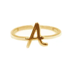 Oro al por mayor de proveedores de joyas de moda de Plata de Ley 925 DE LA CARTA un anillo 18k chapado en oro romano anillo inicial
