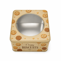 Boîte à biscuits personnalisée en fer blanc de qualité alimentaire avec couvercle fenêtré, conteneur métallique pour biscuits, emballage de boulangerie, vente en gros, boîte cadeau
