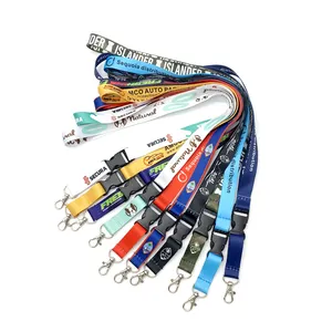 Polyester Lanyard Factory Cheap Price Custom Logo High Quality Polyester Neck Id Lanyard with double hook card holder