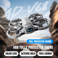 Drone Quadricoptère Mini 4 Axes 4DRC V68 avec Lumières LED Colorées, Lancement Manuel, Maintien d'Altitude, Jouet Aéronautique Acrobatique – Vente Directe Usine