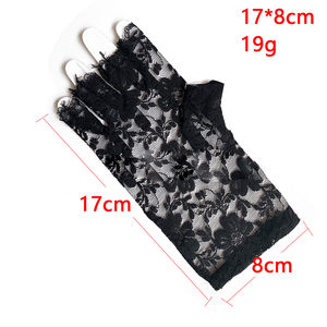 MIO nouveau été Protection solaire dentelle gants femmes mariage dîner fête gants court sans doigts noir dentelle fleur mitaines - Product Image 6