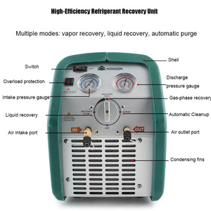 Máquina de Recuperación de <span class=keywords><strong>Refrigerante</strong></span> Hongsen R250/500-F (Unidad de Doble Cilindro con Separación de Aceite y <span class=keywords><strong>Gas</strong></span>) - Product Image 6