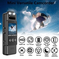 Mini caméra corporelle WiFi 1080P HD avec objectif rotatif à 180°, vision nocturne, détection de mouvement, écran 1,3 pouces, portable, à clipser, marque OEM