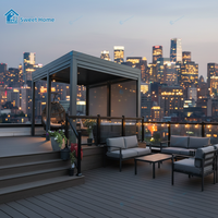 Sweet Home Maßgefertigte Motorisierte Bogen-Aluminium-Pergola Mit Integrierten Dachrinnen Lamellendach für Außenbereich Hinterhof Terrasse Garten Pool