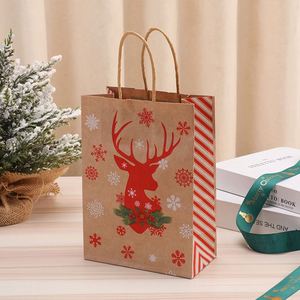 Folding <b>Christmas</b> Kraft Paper <b>Bag</b> with Handle Custom Print Merry <b>Christmas</b> <b>Gift</b> - Product Image 4