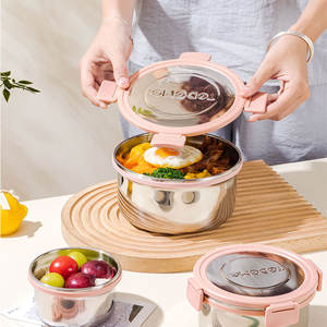 Hedgeto – récipient de stockage alimentaire en acier inoxydable, couvercle rond à clipser, portable pour les voyages, la maison, l'utilisation au réfrigérateur - Product Image 3