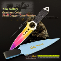 CSGO Counter-Strike: Global Offensive Couteau Crâne Couleur Dégradée 26CM Métal Intégral avec Étui en Cuir Modèle Réplique Artisanale pour Présentation