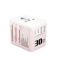 Adaptateur de voyage universel avec 2 ports USB et 2 ports Type-C pour ordinateur portable PD30W, adaptateur de voyage rapide tout-en-un pour plus de 200 pays