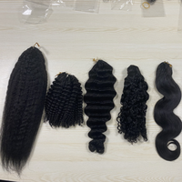 Prêt à expédier : Cheveux humains pour tresses au crochet, type Miracle Knots, bouclés birmanes, effet plume, pré-bouclés, en promotion