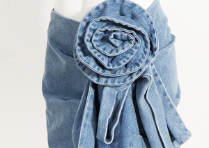 Gonne di jeans blu a vita alta per donna gonne di jeans da donna in Denim a balze di fiori 3D in Denim da donna - Product Image 5