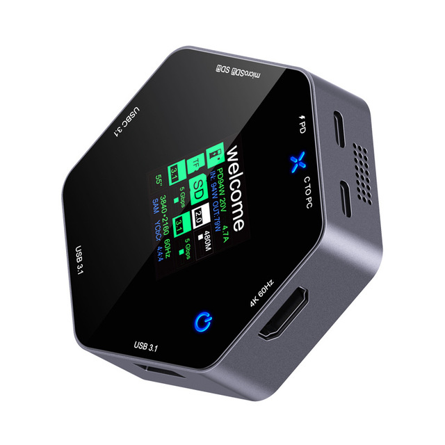 Expansion Dock Type-C Smart Display 4K 60Hz HD HDTV Eight-in-One Multi-Port Hub Splitter with PD Charging and USB Extender