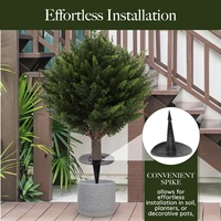 Intérieur/extérieur résistant aux UV Faux arbuste réaliste verdure à feuilles persistantes pique de sol pour jardin maison noël nouvel an pâques
