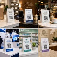 Cartes de table en acrylique mat personnalisées avec impression numérique, design pliable pour une utilisation promotionnelle dans les magasins, les hôtels, les expositions et la vente en gros