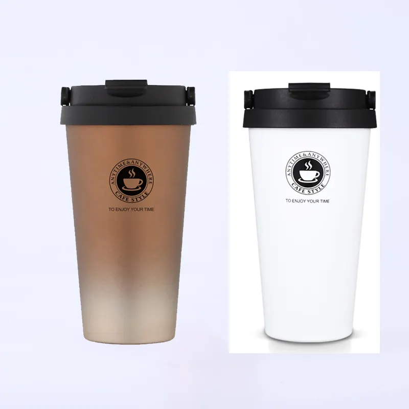 Tasse de voyage nouvelle vente en gros tasses à café en acier inoxydable réutilisables de voyage avec couvercle en plastique expresso latte logo personnalisé caneca L