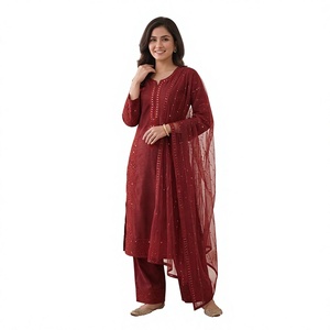 ESTA TEMPORADA DE BODAS, LLEVE NUESTRO HERMOSO ESPEJO DE MANO REAL CON UNA SUPERIOR BORDADA CON LENTEJUELAS, UNA PANTALÓNAS PLAZZO Y UNA DUPATTA - Product Image 1