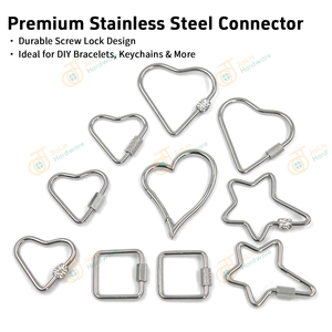Mosquetón de Acero Inoxidable con Forma de Corazón y Estrella, con Cierre de Rosca, para Llavero, Manualidades, Bolsos, Correas para Mascotas - Product Image 3