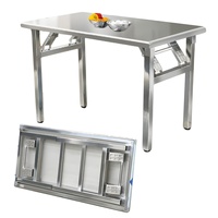 Table de travail rectangulaire pliable moderne en acier inoxydable pour la maison et les repas