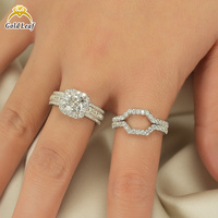 Goldleafgems 1-5CT Yastık Kesim GRA Sertifikalı HPHT CVD Laboratuvarda Yetiştirilmiş Elmas Halo Nişan Yüzüğü 925 Ayar Gümüş Yüzük Seti Özel Tasarım Mücevher