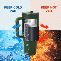 Mug de voyage isotherme en acier inoxydable de 40 oz avec poignée, gravure laser personnalisée, vente en gros, anti-fuite
