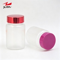 Bouteille en plastique PET givrée vide de 80 cc avec bouchon à vis, conteneur cosmétique pour pilules et crèmes, vente en gros avec bouchon en aluminium