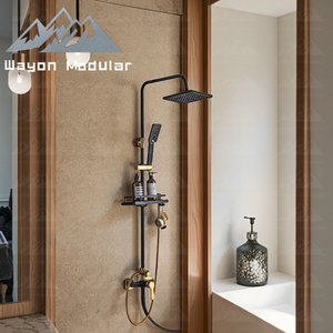 <span class=keywords><strong>Colonne</strong></span> <span class=keywords><strong>de</strong></span> <span class=keywords><strong>douche</strong></span> <span class=keywords><strong>de</strong></span> luxe en or noir Wayon avec tête <span class=keywords><strong>de</strong></span> pluie étagère intégrée pour la mise à niveau <span class=keywords><strong>de</strong></span> la salle <span class=keywords><strong>de</strong></span> bain moderne - Product Image 4