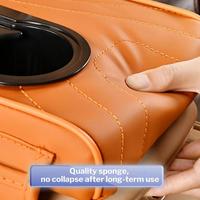 TMST Y0267 Housse d'accoudoir de voiture en cuir avec 2 porte-gobelets, rehausseur d'intérieur automobile, sac de rangement latéral et porte-boîte à mouchoirs