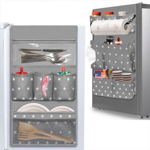 Multi Pocket Hanging Organizer <b>Bag</b> for Refrigerator Top with Double Sides Storage for Kitchen Necessities - Product Image 1