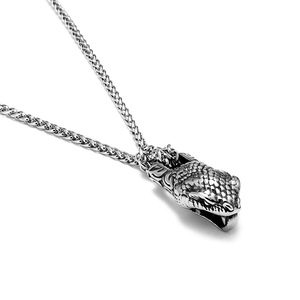 Collar con Colgante de Cabeza de Serpiente para Hombre, Acero Inoxidable, Cadena Larga de 60 cm, Estilo Punk Hip Hop, Joyería Animal Toko - Product Image 5