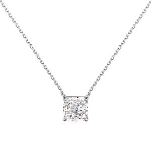 Collar con Colgante Solitario de Corte Radiante en Plata de Ley de la Colección de Alta Gama Dylam, Hecho con Circonita Cúbica de Elementos Infinitos - Product Image 1