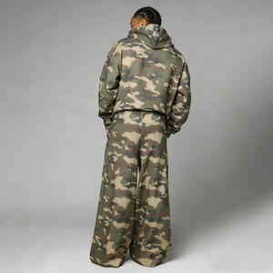 High Quality Winter Breathable Cotton Terry Streetwear Digital Camouflage Print Embroidery Men's Pullover Hoodie <b>Set</b> - Product Image 5