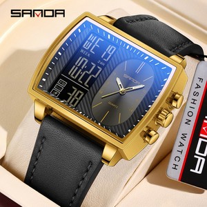 Reloj multifuncional SANDA 6238 para hombre con doble pantalla, reloj de pulsera electrónico luminoso, resistente al agua, con esfera grande, el más vendido - Product Image 1