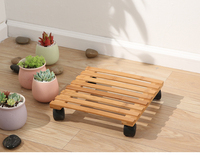 Support à plantes en bambou avec roulettes, support à plantes à lattes résistant à l'humidité pour déplacer les pots de fleurs d'intérieur et d'extérieur