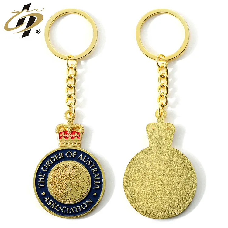 Porte-clés Design couronne en alliage de Zinc, porte-clés personnalisé en émail souple 3D, porte-clés de voiture en métal doré, vente en gros