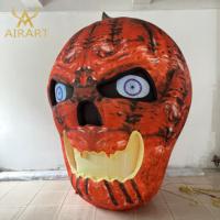 Squelette gonflable d'Halloween style effrayant avec citrouille et lumière LED intégrée, facile à installer, portable, pour publicité