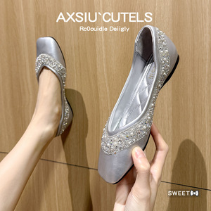 Zapatillas de Ballet de Mujer con Punta en Pico, Estilo Europeo Americano, con Cierre Deslizante, Suelas Ligeras y Suaves para Fiestas y Bailes de Salón - Product Image 3