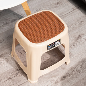<b>Plastic</b> <b>Stool</b> Thickened Hollowed Out Square Design Stable Home Dining Chair 20cm Size Mixed Color Modern Minimalist Style - Product Image 4
