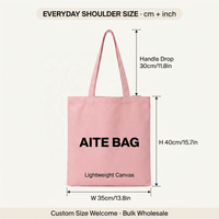 Sac fourre-tout en toile de coton - Impression personnalisée esthétique, tendance, coloré, léger, marque OEM, poignée en ruban, fermeture à boucle et crochets