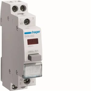 SVN452 compatibile con Hagers 1 pulsante illuminato 230V AC LED rosso momentaneo 1 NO + 1 NC 1 modulo DIN - Product Image 1