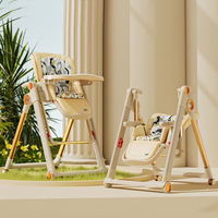 Chaise haute bébé pliable 2-en-1 Clafbebe, best-seller, avec fonction balancelle, hauteur réglable, plateau amovible et roulettes, ensemble repas