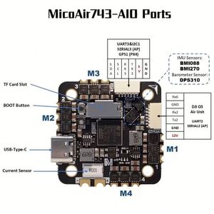 MicoAir H743 AIO 35A AM32 25.5x25.5 3-6S ชุดควบคุมการบินระดับอุตสาหกรรม พร้อม IMU คู่ 480MHz โอเพ่นซอร์ส 32-บิต ESC รีโมท ABS - Product Image 3