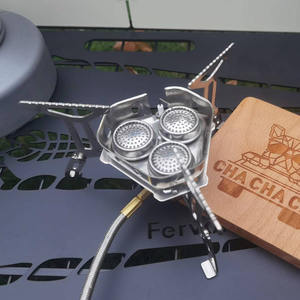 Réchaud portable Cha Cha Chia à trois brûleurs, argenté, pour camping en plein air, réchaud à gaz coupe-vent, haute puissance, équipement de cuisson pour la randonnée - Product Image 4