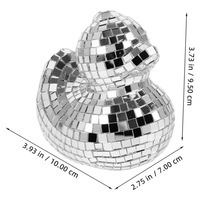 Ornement Mini Canard en Verre Argenté Effet Miroir Disco 9,5 cm, Artisanat Écologique, Décoration de Noël pour Extérieur et Intérieur