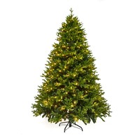 Sapin de Noël Yiwu de luxe 150 cm pré-éclairé en PVC à aiguilles de pin avec lumières LED, design pliable, utilisation extérieure, base de haute qualité – Nouveau