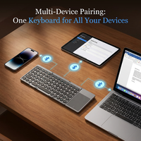 Teclado BT Plegable con Panel Táctil de Precisión, Ultra Delgado, Inalámbrico, con Interruptor de Tijera, Funda con Soporte para iPad, Tablet y Teléfono