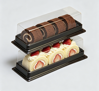 Boîte à pâtisserie rectangulaire longue en PET de qualité alimentaire, jetable, transparente, pour gâteaux roulés, emballage de boulangerie, salades, sushis, pain