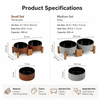 Gamelle surélevée en céramique OEM avec support en bois, double gamelle pour nourriture et eau, protection du cou, antidérapante, pour chiens et chats