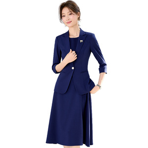 Women's Green Suit <b>Set</b> Three Quarter Sleeve Solid Color <b>Blazer</b> Dress Office Wear Anti Wrinkle Slim Fit - Product Image 5
