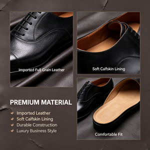 Chaussures Oxford Brogue Solides en Cuir Véritable Marron et Noir pour Hommes, Collection Printemps-Été-Hiver 2026, Idéales pour Affaires et Mariages, Antidérapantes - Product Image 5