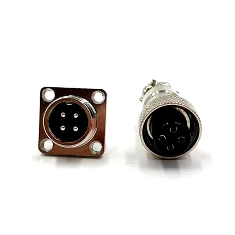 Diâmetro 12mm quadrado flange 4pin gx12 m12 conector m12 4 furo soquete aviação